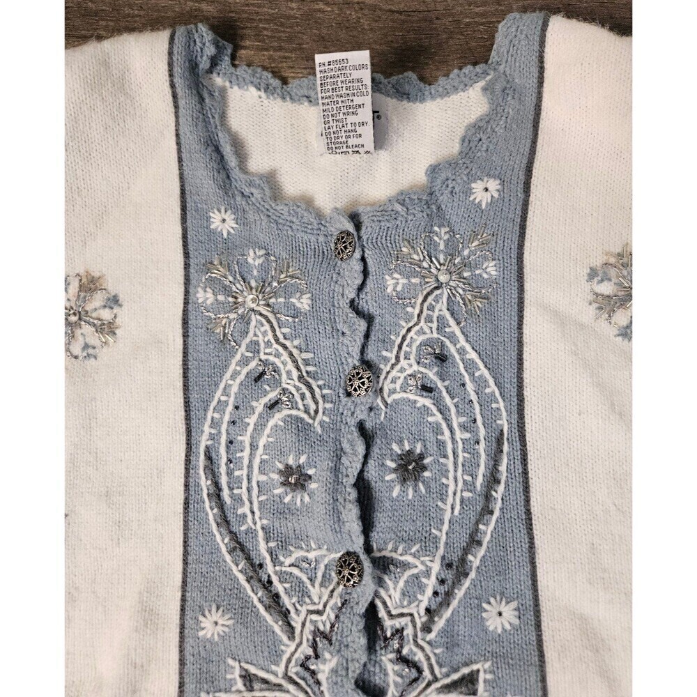 Koret Snowflake Winter Beaded Sweater 2x - Picture 5 of 9